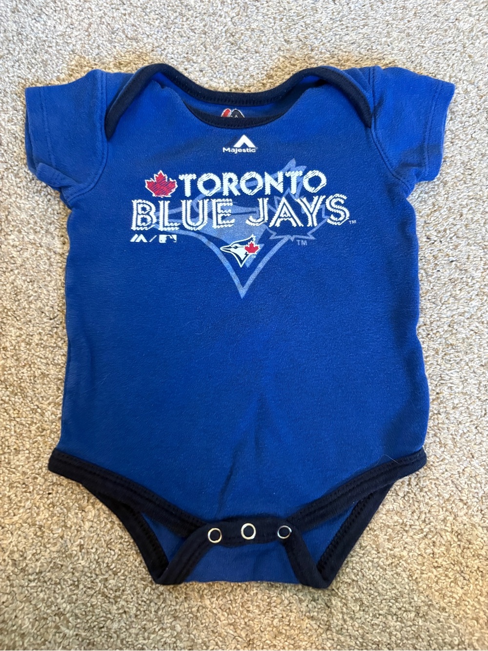 Toronto Blue Jays Baby Bodysuit Onesie 12 months Majestic Baseball Fan